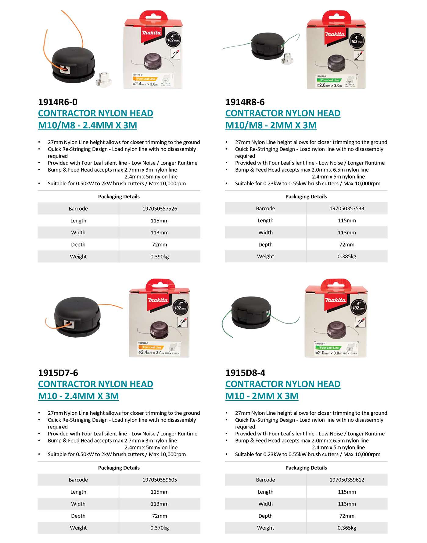 DOWNLOAD THE CONTRACTOR NYLON HEADS INFORMATION SHEET